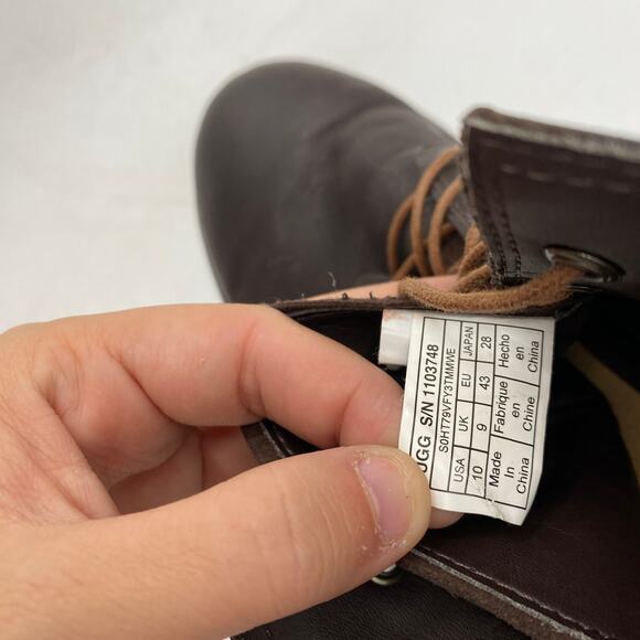 Ugg Dark Brown Leather Lace Up Boots - Picture 8 of 8